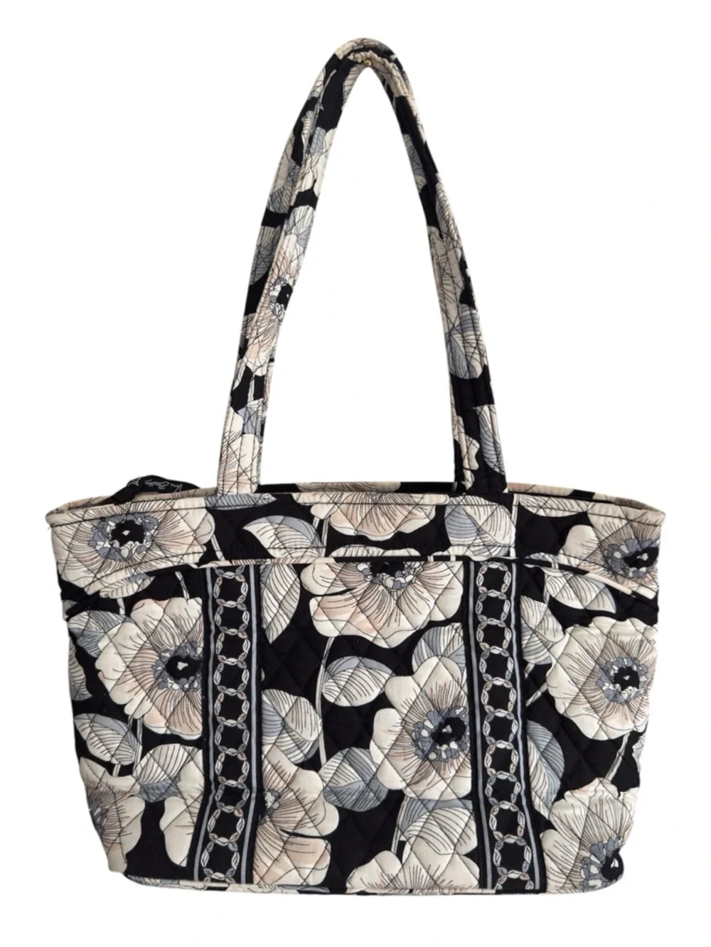 Vera Bradley Camellia Quilted Tote Bag Black Cream Floral Retired Pattern - Picture 5 of 5